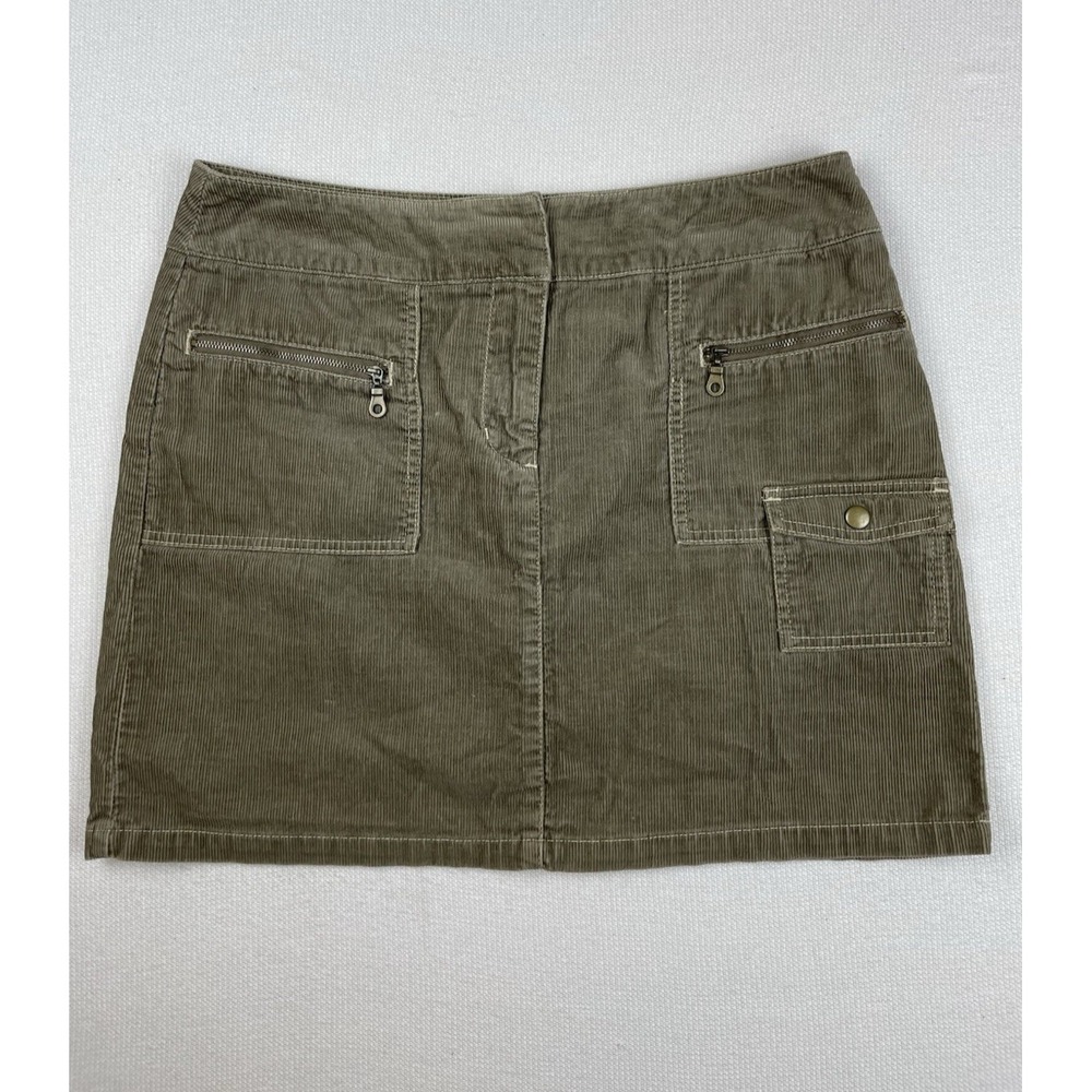 INC International Concepts Womens Green Corduroy Skirt Size 12 Preppy Coachella